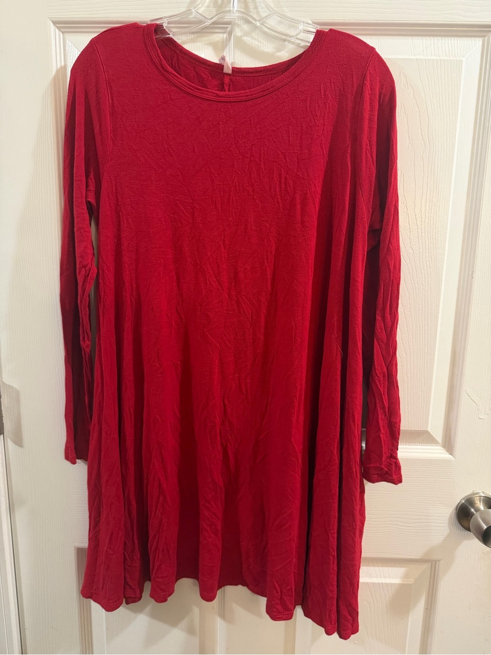Bellamie Red Long Sleeve Swing Dress with Pockets